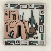 Earthtones Ceramic Decorative Tile / Trivet Tu-ot Signed 6&quot; x 6&quot; Adobe Saguaro - £19.77 GBP