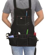Dickies Black 16 Pocket Bib-Style Carpenter&#39;s Craftsmen&#39;s Apron Tool Bel... - $14.59