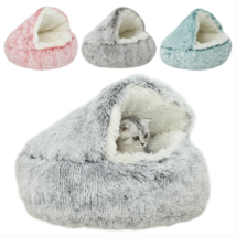Plush Hooded Cat Bed - Cozy Semi-closed Cave for Calm and Comfort - £33.71 GBP+