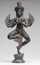 Ancien Khmer Style Bronze Post-Bayon Ardhaparyanka Shiva - 10 Bras - 55cm/22 &quot; - £967.94 GBP