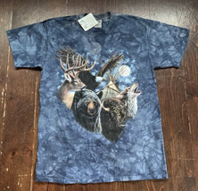 NWT Vintage Bear Wolf Bison Eagle Back To Earth Nature Wear Tie Dyed T S... - $22.76