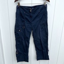 Jones New York Cargo Capri Pants Navy Blue Cotton Womens Size 10P Petite - £19.43 GBP