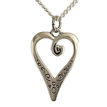 ATT 2 Sterling 925 Silver Swirling Heart Necklace - £46.55 GBP
