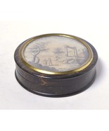 Fine 18C antique ebony wood snuff box w hand painted miniature Capriccio - £141.59 GBP