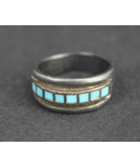 antique NAVAJO ring ESTATE SALE 925 7.5 GENUINE TURQUOISE &amp; STERLING SIL... - £44.94 GBP