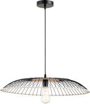 Pendant Light Cyan Design Parasol Eclectic 1-Light Matte Black Rattan Iron - £219.75 GBP