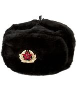 Authentic Russian Ushanka Military hat w/ SOVIET ARMY BADGE - $43.66+
