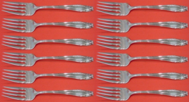 Stradivari by Wallace Sterling Silver Salad Fork Set 12 pieces 6 3/8&quot; - £559.26 GBP