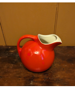 Vintage 1950&#39;s HALL&#39;s Red Ball Water Pitcher w/ Ice Lip MCM Made in USA - £15.88 GBP