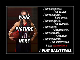Rare Confidence Inspiring Customized Photo Basketball Poster Unique Gift - £23.97 GBP - £39.95 GBP