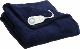 Sunbeam Fleece Heated Throw Blue Electric Blanket Heat Warm Soft  - £45.42 GBP