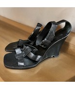 BCBGeneration Black Leather Wedges Sandals BCBG Women’s Size 8B - $25.36 CAD