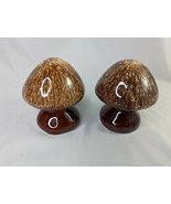 Brown Drip Mushroom Shape Salt Pepper Shaker 4 Inch Cork Lot of 2 USA - £14.18 GBP