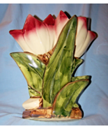 Vintage 1940s McCoy  Red &amp; Cream  Double Tulip Vase-8 Inches - $82.02 CAD