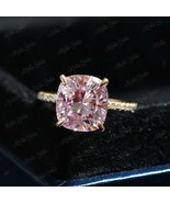 2Ct Cushion Cut Pink Diamond Solitaire Engagement Ring Set 14K Rose Gold... - £77.40 GBP