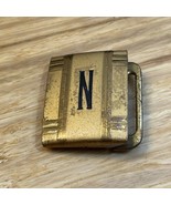 Vintage Gold Tone Diamond Crown Initial N Belt Buckle KG JD - €12,89 EUR