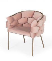 Pink And Brass Upholstered Fabric Dining Arm Chair - $1,136.35 CAD