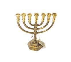 Jerusalem 8 Menorah Gold Plated From Holy Land - £77.47 GBP