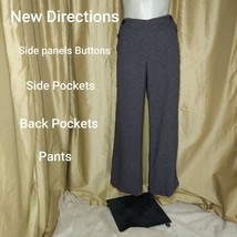 New Directions Side Buttons Front / Back Pockets Hig Waist Pants Size 10P - £11.19 GBP