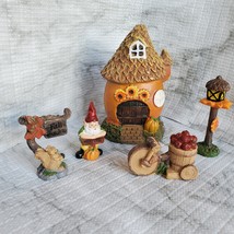 Fall Fairy Garden Set, Sunflower Fairy House, Tiny Gnome Hut, Autumn Fairy Decor