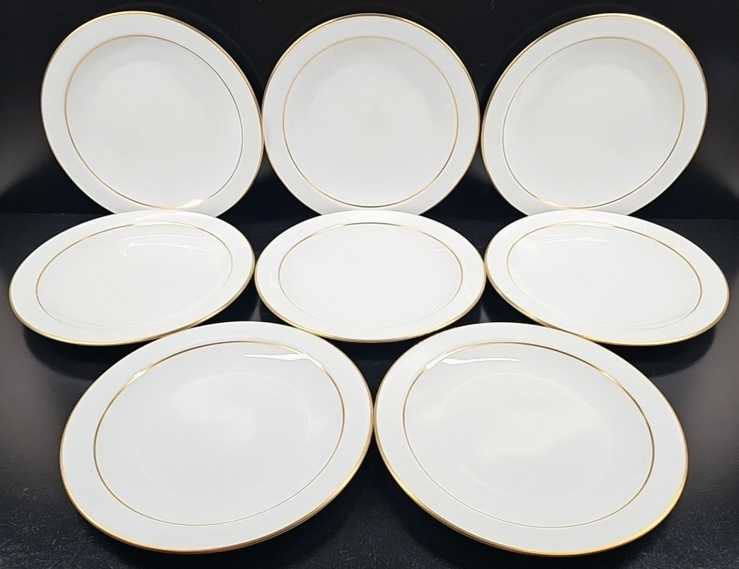 8 Corning Gold Edge Luncheon Plates Set Vintage Pyroceram Table Dishes R... - $98.67