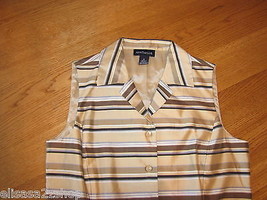 Womens Ann Taylor 2 button up striped vest shirt sleeveless lined silk EUC - £12.33 GBP