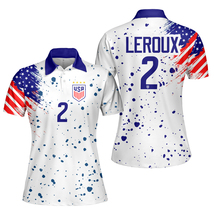 Sydney Leroux #2 USWNT Soccer FIFA Women&#39;s World Cup 2023 Polo Shirt  - £37.12 GBP+