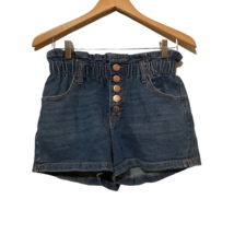 Wild Fable Womens Jean Shorts Blue Paperbag High Rise Button Fly Stretch... - £10.90 GBP
