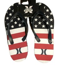 New NWT Hurley American Flag USA Size 9 Men&#39;s Flip Flop Sandals - £17.37 GBP