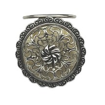 Silver Tone Filigree Scarf Dress Clip Faux Mother Of Pearl Western Germany - $12.64