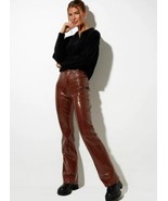 MOTEL ROCKS Zoven Trousers in Croc PU Brown (MR88) - £23.94 GBP