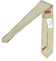 NEW $295 Isaia Pure Silk 7 Fold Tie!   Moss Green and Creme Houndstooth ... - £101.98 GBP