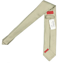 NEW $295 Isaia Pure Silk 7 Fold Tie!   Moss Green and Creme Houndstooth ... - £101.87 GBP