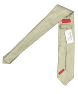 NEW $295 Isaia Pure Silk 7 Fold Tie!   Moss Green and Creme Houndstooth ... - $129.99