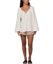 Charlie Holiday Womens Joni Cotton Puff-Sleeve Top Size X-Large Color White - £69.28 GBP