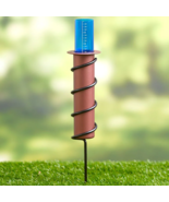 Floating Rain Gauge Stake Copper Look Blue Measure Rainfall Water Precip... - $20.32