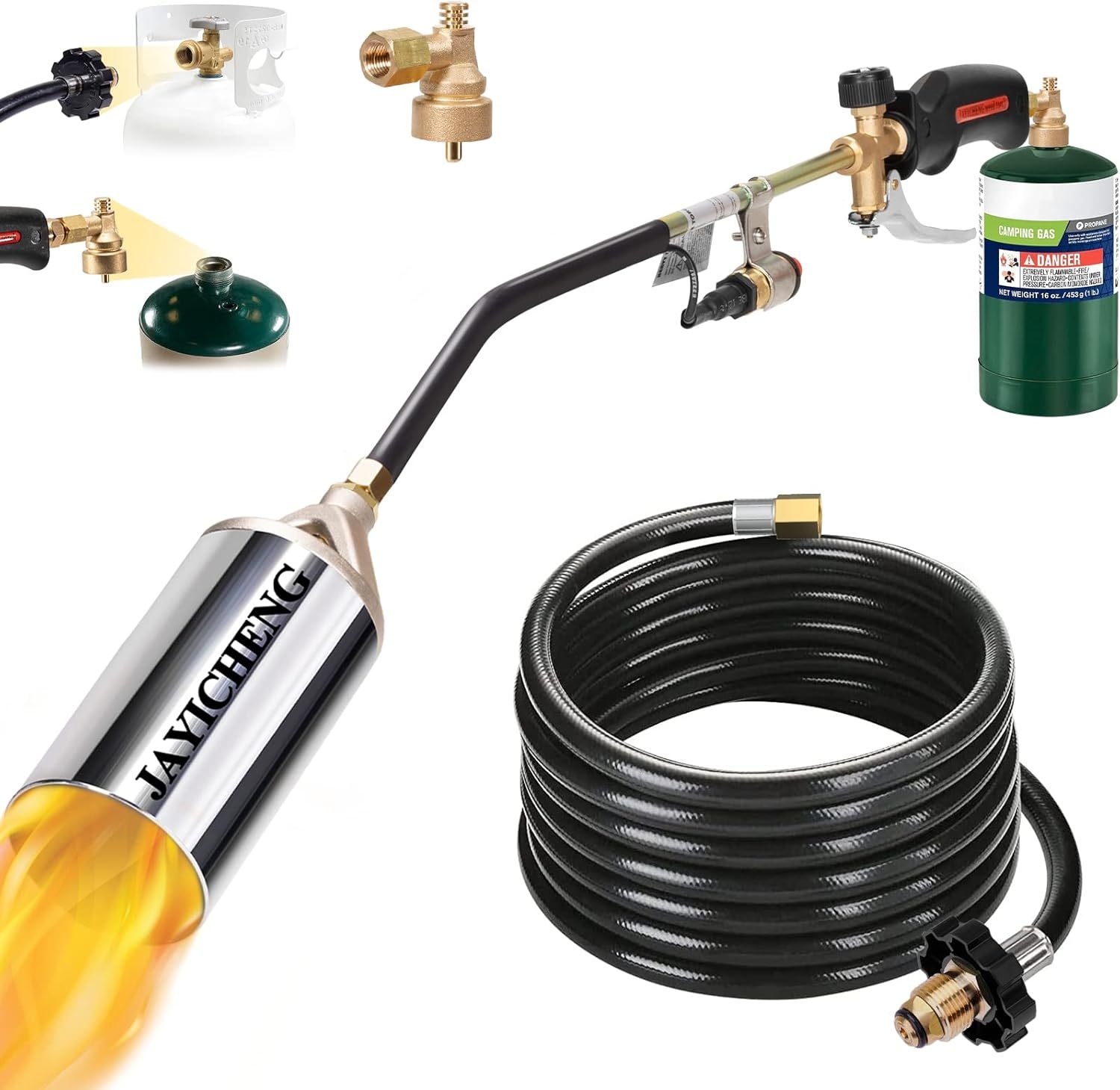 Weed Torch 800,000 Btu Blow Torch With 1Lb Propane Cylinder Converter, 9... - $61.99