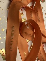 One Yard of Louis Vuitton Orange Ribbon w/Gold Logo Accent 1/2&quot; Wide Authentic - £12.66 GBP
