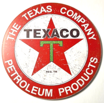 Texaco Petroleum Products Hem Wrapped Novelty 12&quot; Diameter Circular Sign... - £9.44 GBP