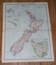 1908 Antique Map Of New Zealand Fiji Hawaii Sandwich Islands Tasmania Australia - £16.80 GBP