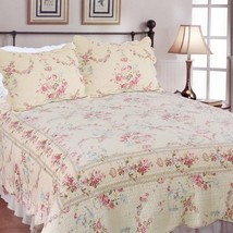 [Sweet Princess] 100% Cotton 3PC Embroidered Intricate Stitching Quilt S... - £96.23 GBP