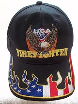 Firefighter Hat Cap Patriotic Tribute USA Stars Stripes Flames Eagle Emb... - $14.84