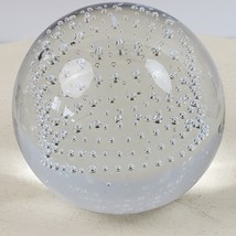 Vintage BIG Crystal Glass Paper Weight Clear w/ Row Bubbles 4&quot; Tall Murano Style - £30.35 GBP