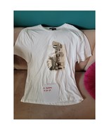 Express White Graphic Tee Size L NWT Tropical Leaf Print T-Shirt - $421.78 MXN