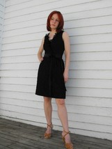 Lanz Black Lace Dress Vintage Party 60s Ruffle Mini XS - $49.99