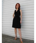 Lanz Black Lace Dress Vintage Party 60s Ruffle Mini XS - $68.37 CAD