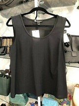 ST. JOHN Black Label black Lightweight Silk Blend Sleeveless Top Sz 8 - £107.52 GBP