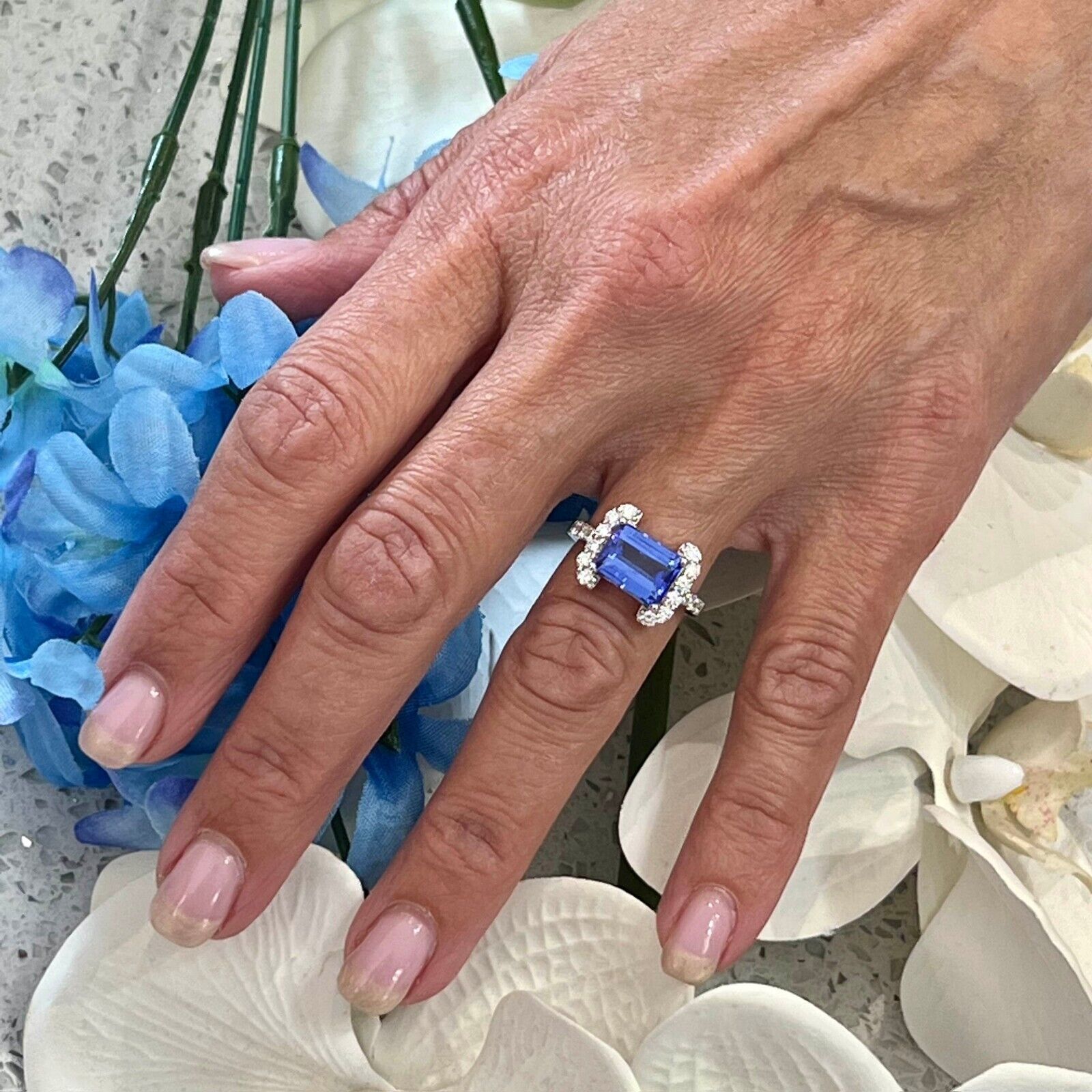 Natural Tanzanite Diamond Ring 6.5 14k W Gold 3.89 TCW Certified $4,790 217841 Item image 10