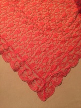 Vintage 70s Red Polyester "lace" rectangular table cloth/festive overlay image 4