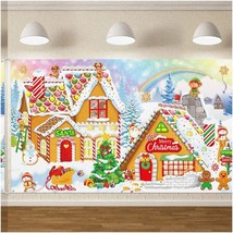 Candyland Winter Wonderland Gingerbread House Backdrop - Festive Xmas Banner for - $21.77